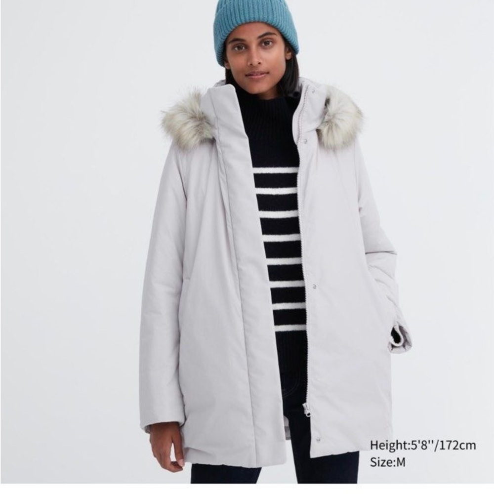 Uniqlo Hybrid Down Coat in Light Grey